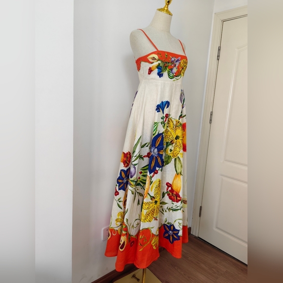 Alemais Floral Maxi Dress in Cream and Orange NWOT - Picture 7 of 15